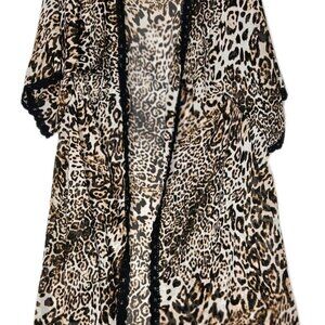 LuLaRoe Leopard Cheetah Chloe Boho Overlay Black Lace Animal Print, Size Medium